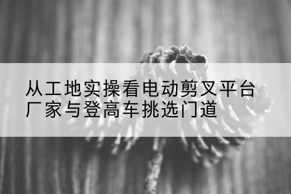 黄浦区电动剪叉升降平台厂家-从工地实操看电动剪叉平台厂家与登高车挑选门道